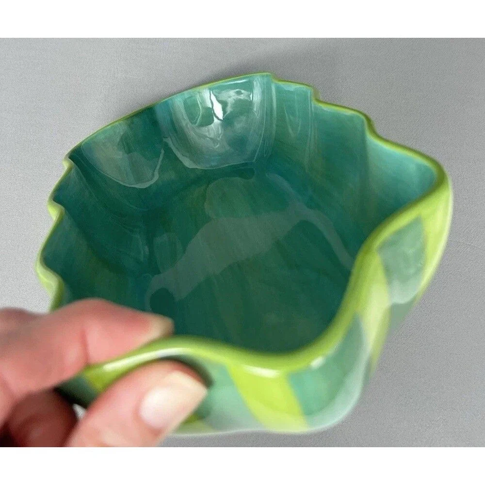 Southern Living at Home Gail Pittman Hand-Painted Ruffled Bowl Provence Green